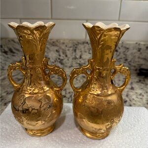 PAIR of 24k Weeping Gold Bud Vases